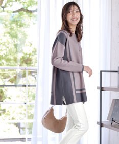 Tiaclasse 【新色追加・洗える】配色ニットチュニック