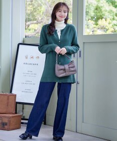 Tiaclasse 【洗える】ラウンドネックミドル丈ニットカーディガン