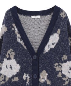 earth music&ecology フラワージャガードラメシャギーカーディガン