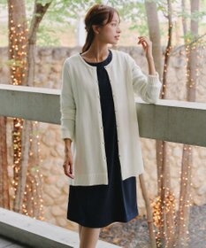 Tiaclasse 【洗える】ラウンドネックミドル丈ニットカーディガン