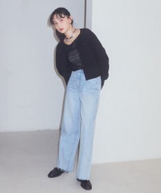earth music&ecology セルフカットワイドデニムパンツ