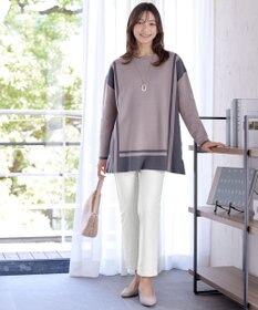 Tiaclasse 【新色追加・洗える】配色ニットチュニック