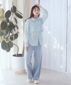 earth music&ecology セルフカットワイドデニムパンツ