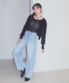 earth music&ecology セルフカットワイドデニムパンツ