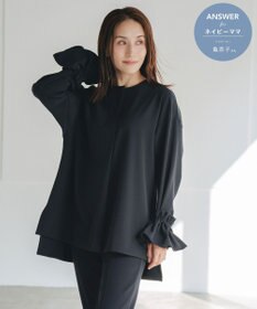 #Newans 【セレモニーにも】＜亀恭子さんコラボ＞下から着られちゃう！シュシュ付き2WAYカフスブラウス