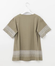 自由区 【洗える】エンブロイダリー チュニック丈カットソー