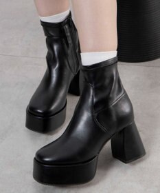 WEGO ストーム付きワイドヒールショートブーツ