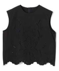 BEIGE， 【洗える】GALLERIA / コットンエンブロイダリーノースリーブブラウス