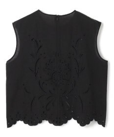 BEIGE， 【洗える】GALLERIA / コットンエンブロイダリーノースリーブブラウス