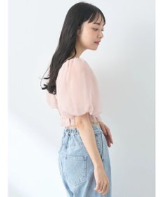 earth music&ecology パフスリーブシャーリングブラウス