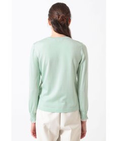 DAKS キュプラ混クルーネックカーディガン ミニフリル袖