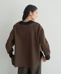 YECCA VECCA ニット切替メルトンVネックカーディガン