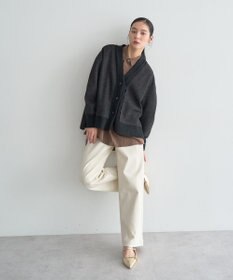 YECCA VECCA ニット切替メルトンVネックカーディガン