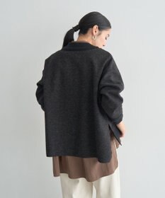 YECCA VECCA ニット切替メルトンVネックカーディガン