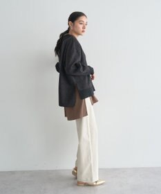 YECCA VECCA ニット切替メルトンVネックカーディガン