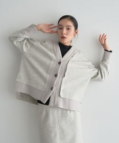 YECCA VECCA ニット切替メルトンVネックカーディガン
