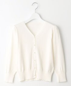 Feroux リボンパール七分袖 カーディガン