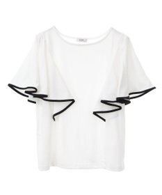 earth music&ecology 【接触冷感/洗濯機可】パイピングフレアスリーブカットソー