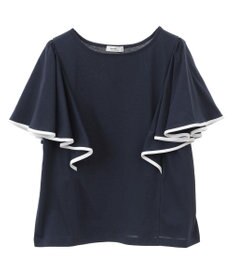 earth music&ecology 【接触冷感/洗濯機可】パイピングフレアスリーブカットソー