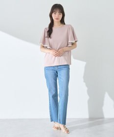 earth music&ecology 【接触冷感/洗濯機可】パイピングフレアスリーブカットソー