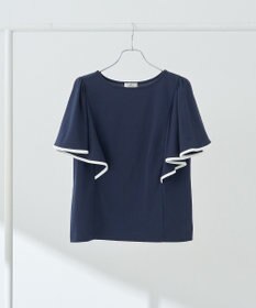 earth music&ecology 【接触冷感/洗濯機可】パイピングフレアスリーブカットソー