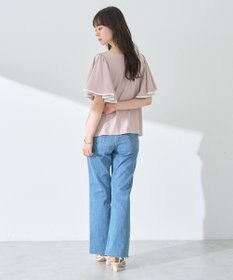 earth music&ecology 【接触冷感/洗濯機可】パイピングフレアスリーブカットソー