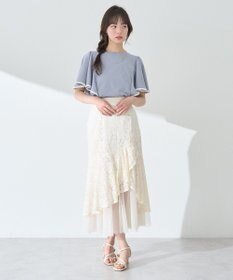 earth music&ecology 【接触冷感/洗濯機可】パイピングフレアスリーブカットソー