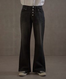 WEGO ボタンフライローライズフレアデニム