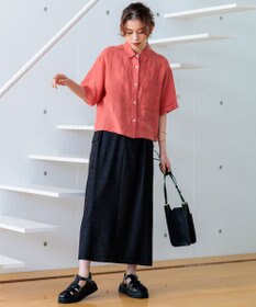 23区 【洗える】LIBECOリネン クロップド シャツ