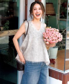 UNFILO 【野呂佳代さん着用】アルパカシャギー ペプラムジレ