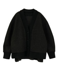 YECCA VECCA ニット切替メルトンVネックカーディガン