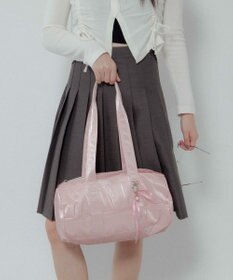 WEGO サテンリボンチャーム付きボストンバッグ