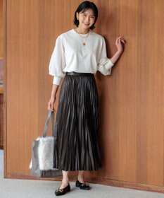 23区 【洗える】レザーライクプリーツ スカート