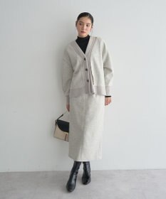 YECCA VECCA ニット切替メルトンVネックカーディガン