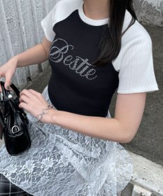 WEGO ラインストーンラグランちびT