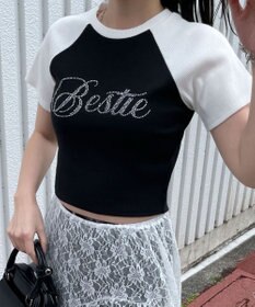 WEGO ラインストーンラグランちびT