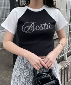 WEGO ラインストーンラグランちびT