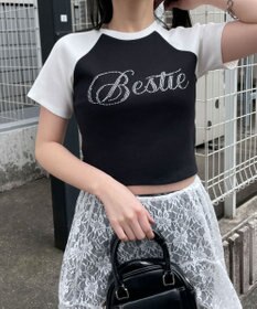 WEGO ラインストーンラグランちびT