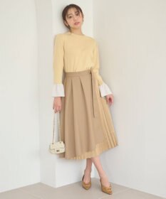 Feroux 【洗える】プリーツコンビ スカート