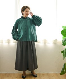 muuc 〈コットン100%強撚糸〉〈遠州織物の工場で織られた上質な生地〉〈シースルー〉〈ドライタッチ〉コットンドビーギャザーブラウス