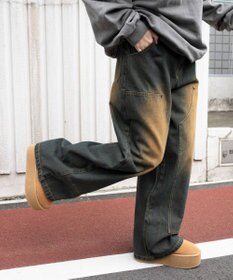 WEGO ヴィンテージウォッシュダブルニーバギーパンツ