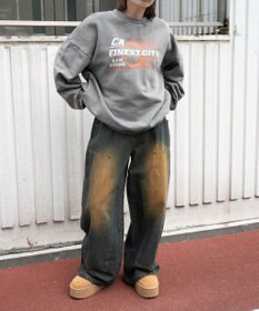 WEGO ヴィンテージウォッシュダブルニーバギーパンツ