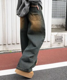 WEGO ヴィンテージウォッシュダブルニーバギーパンツ