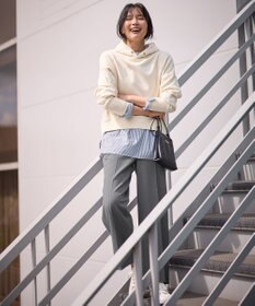 ANY L 【洗濯機可/ストレッチ/ウエストゴム/裏起毛】マルチファンクションストレッチワイドパンツ