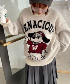 WEGO ファニーグラフィックフラッフィーニットプルオーバー