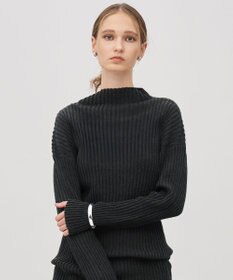 uncrave シアーストライプニット タートルトップス チャコール