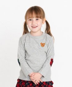 MIKI HOUSE HOT BISCUITS 【70-110cm】 エルボーパッチ 接結天竺長袖Tシャツ