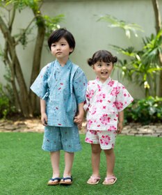 MIKI HOUSE HOT BISCUITS 【ミキハウス】【80-150cm】 アジサイ柄甚平スーツ