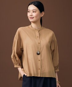 自由区 L バンドカラーコットン ブラウス