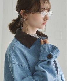 WEGO 【ANGIE VINTAGE】レザーカラーワークブルゾン